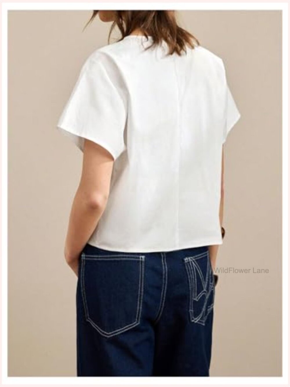 Pleated Ruffle Blouse Top Short Sleeve Dressy Crewneck Summer Shirt - Picture 2 of 5
